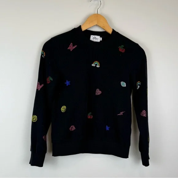 Lola and the Boys Crystal Doodle Sweatshirt Girls Size 12 - Picture 1 of 4